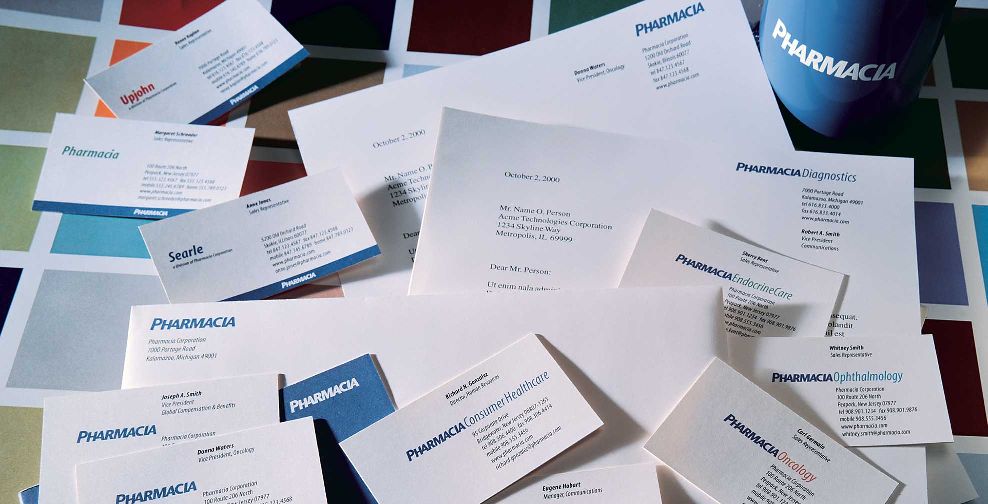 pharmacia_stationery.jpg Art Direction by: Bart Crosby, Crosby Associates